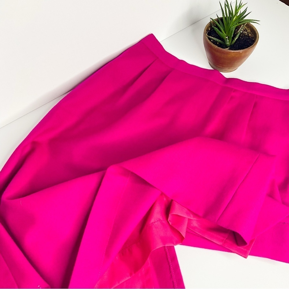 Vintage Wool Skirt Hot Pink Midi A-Line Back Zip 4 6